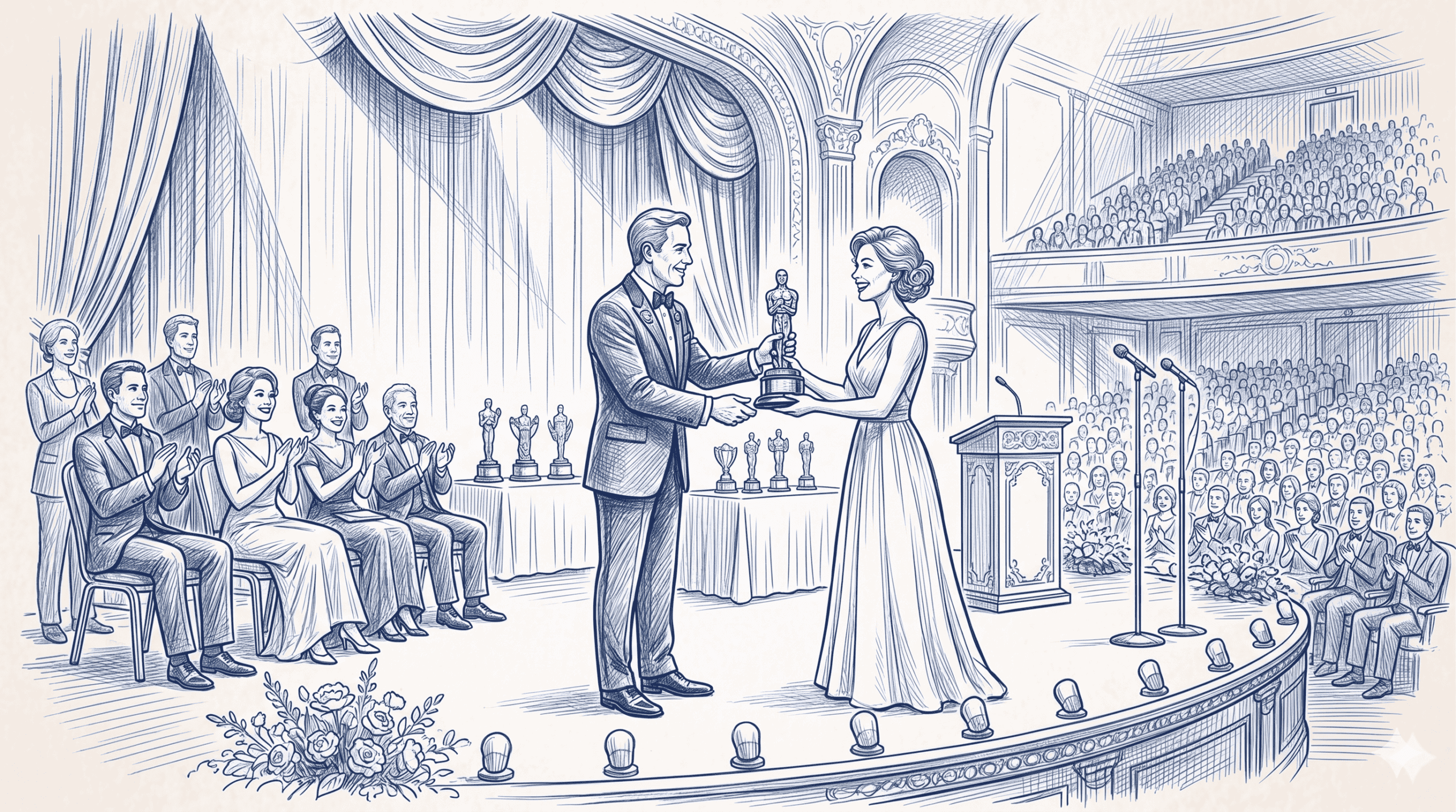 Person receiving award on stage