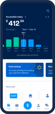 Step 6: From the homescreen, you can link your bank account, access wages, and more
